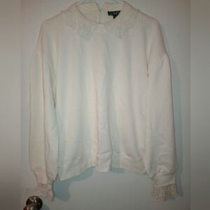 J. Crew lace cream blouse sweatshirt VGUC M